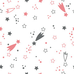Cute seamless pattern with stars. Space background