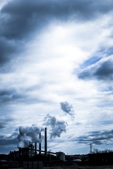 industrial smoke from chimney, Asturias, Spain