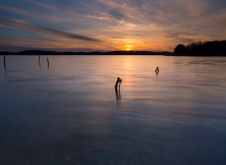 Colorful sunset over lake