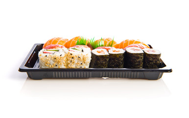 Sushi food over white background