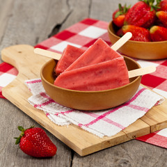Frozen Strawberry Fruit Bars. Selective focus.