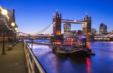 Dusk-time View of Tower Bridge in London