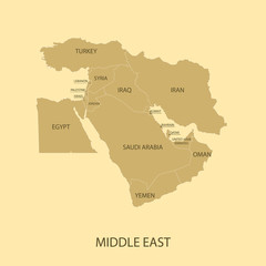 Middle East Map with country name