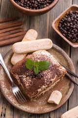 Keuken spatwand met foto Tiramisu dessert © Grafvision
