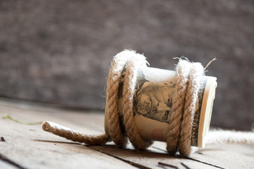 Fifty Dollar Bills and rope