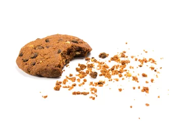 Foto op Plexiglas Α bitten cookie with crumbs, isolated on white © respiro888