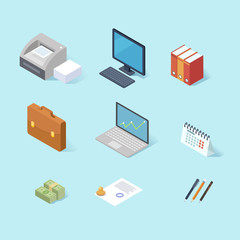 office isometric icon set