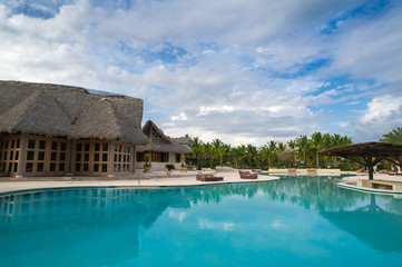 Pool bed at the blue swimming pool in Tropical Paradise