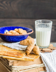 bagels biscuits from a short pastry with filling, milk, in the b