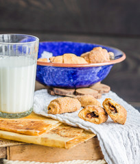 bagels biscuits from a short pastry with filling, milk, in the b