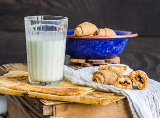 bagels biscuits from a short pastry with filling, milk, in the b