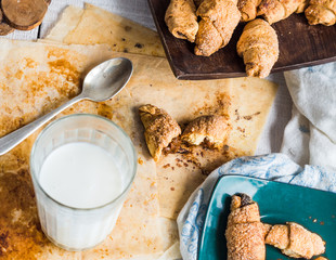 bagels biscuits from short pastry stuffed with condensed milk in