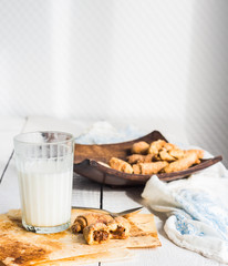 bagels biscuits from short pastry stuffed with condensed milk in