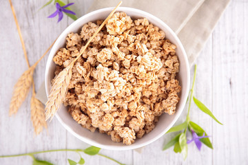 granola on top view