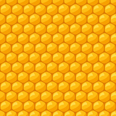 Seamless pattern with bee honeycombs and honey