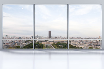 Fototapeta na wymiar large clean designer office window to skyline