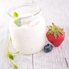 fresh yogurt and strawberry