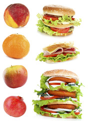 Healthy and unhealthy food.