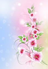 Spring background with pink flowers.