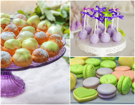 sweet buffet set collage