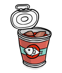 can of fish and tomato sauce