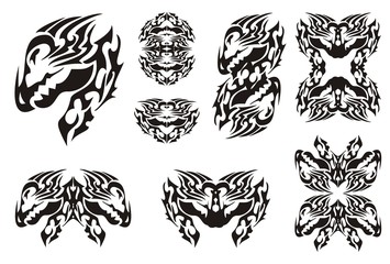Horned dragon set in tribal style