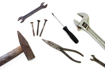construction tools isolated over white