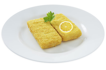 poisson pané présenté sur assiette