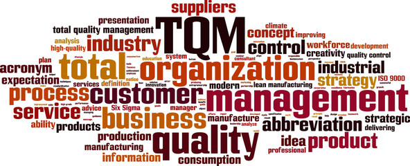 TQM word cloud concept. Vector illustration