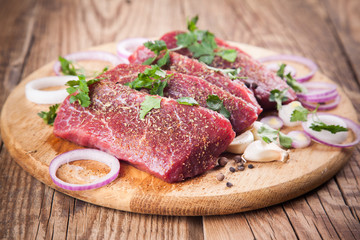 Raw beef steak