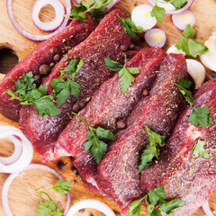 Raw beef steak