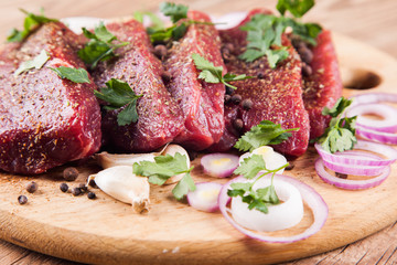 Raw beef steak