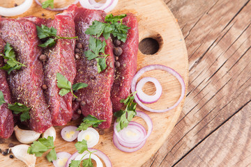 Raw beef steak