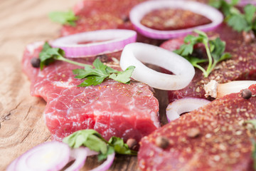 Raw beef steak