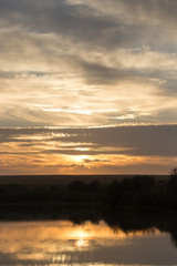 beautiful sunset on the lake