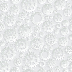 Creative Gray Gears 3d Seamless Pattern Background.