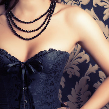 woman wearing black corset