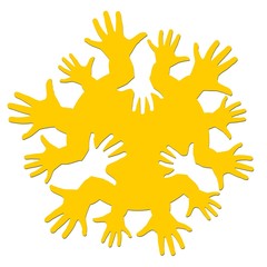 Logo the sun with hands.