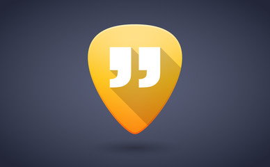 Yellow guitar pick icon with quotes