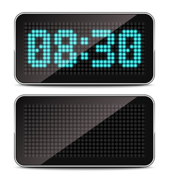 LED Clock on white background, Vector illustration