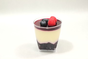  dessert glass cup with fruits and chocolate mousse