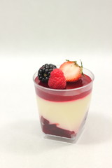  dessert glass cup with fruits and chocolate mousse