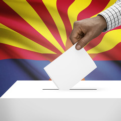 Ballot box with US state flag on background series - Arizona