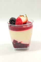  dessert glass cup with fruits and chocolate mousse