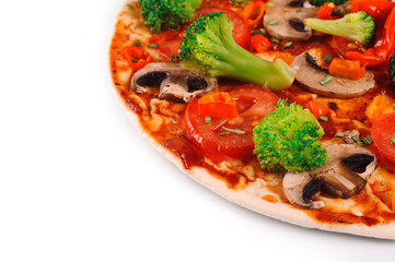 Vegetarian pizza on a white background