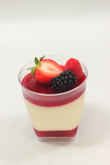  dessert glass cup with fruits and chocolate mousse