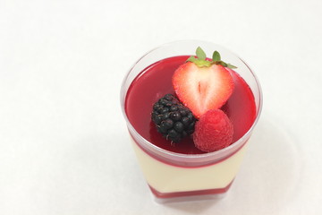  dessert glass cup with fruits and chocolate mousse