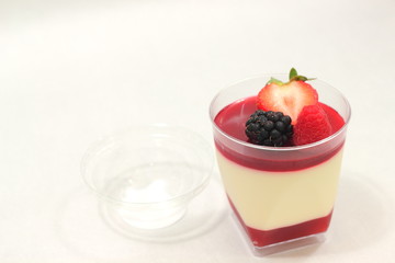  dessert glass cup with fruits and chocolate mousse