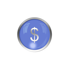 Button Blau - Dollarzeichen
