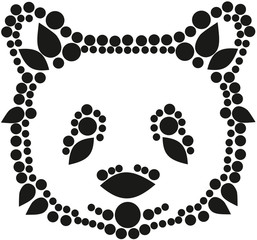 black panda head isolated on a white backgrounds